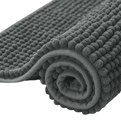 subrtex 욕실 러그 셔닐 욕실 러그 부드럽고 짧은 플러시 욕실 매트 부드러운 샤워 매트 수분 흡수 샤워 매트 빠른 건조 기계 세탁 가능, 그레이, 40.6 x 61cm(16 x 24인치) - color: 회색., size: 2-16인치 x 24인치