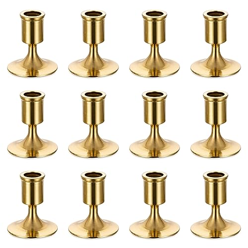 Sziqiqi Gold Candlestick Candle Holders Set of 12, for Wedding Table - color: Gold-style 1, size: 12 Pcs