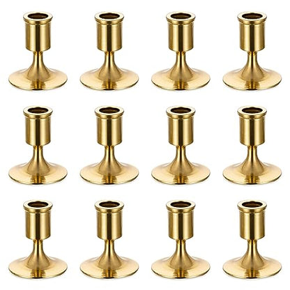 Sziqiqi Gold Candlestick Candle Holders Set of 12, for Wedding Table - color: Gold-style 1, size: 12 Pcs