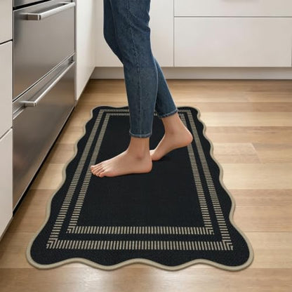 Kitchen Rugs Non Slip Washable, 17.3"x30" Scalloped Rug - color: Scalloped, size: 17.3"x30"