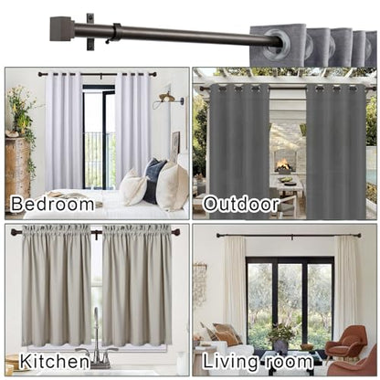 Single Curtain Rods for Windows 28 to 48 Inch(2.3-4ft),1 Inch Diameter Adjustable Heavy Duty Drapery Rods,with Modern Square Aluminum Alloy Finials,Antique Bronze - color: Antique Bronze, size: 28-48"
