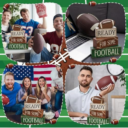 Yuntau 4 Pcs Fall Football Decorations for Home Farmhouse Tiered Tray Decor - style: Classic Football