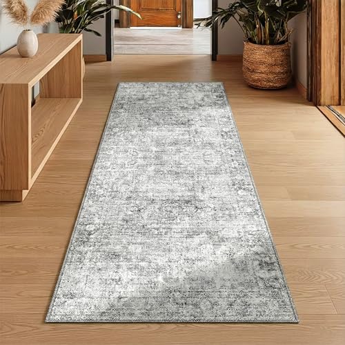 Homemate Washable Rug 2x6 Area Rugs - Vintage Rugs for Living Room - color: Grey, size: 2x6 ft