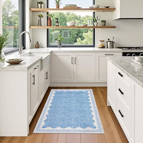 GarveeHome Scalloped Rug - color: Beige, size: 2' x 4' (Rectangular)