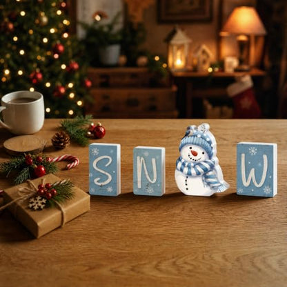 Smile Christmas Snow Winter Wooden Tabletop Decor - style: Letter Snow
