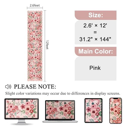 DUKINO 2.6x12 Washable Runner Rug, Floral Non Slip Long Kitchen Rug, Pink - color: Pink (Big), size: 2'6" x 12' (Rectangular)