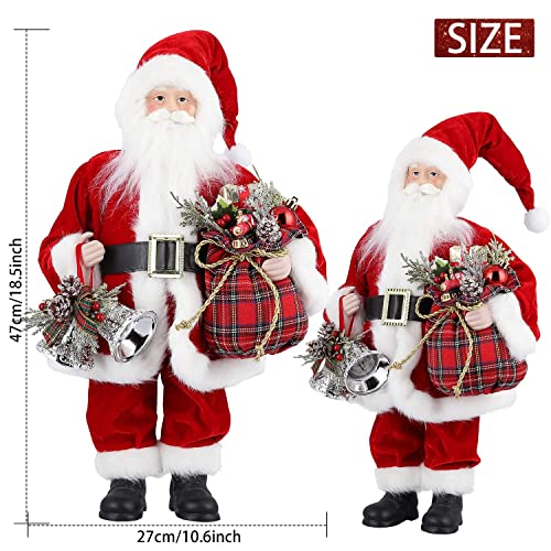 Uten Christmas Decorations, 18" Santa Claus Christmas Figurine Figure Decoration with Gifts Bag and French Horn for Holiday Party Home Decoration… - size: 18(2)''