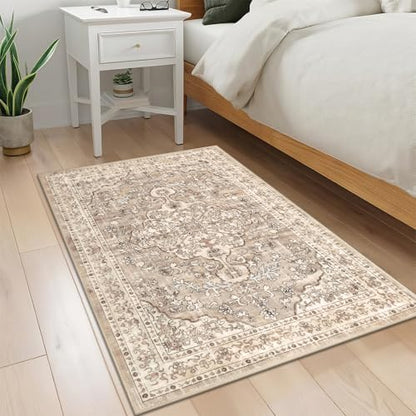 Pauwer Area Rug 2x3, Small Non Slip Washable Entryway Rugs, Beige Brown - color: Beige Brown, size: 2' x 3' (Rectangular)