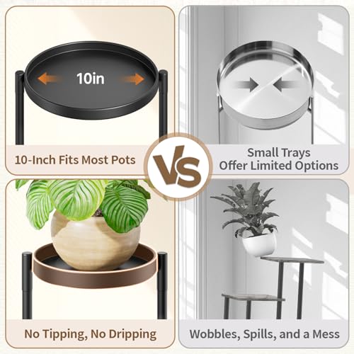 LASZOLA Plant Stand Indoor with 10 Inch Large Metal Tray, 5 Tier Black - color: Glossy Black, size: 5 Tier