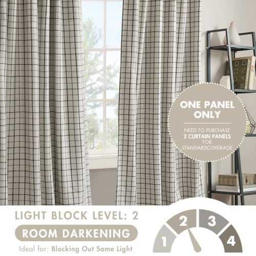 Madison Park Plaid Window Curtain Thermal Insulated, 1 Panel, 50x84 Black - color: Rod Pocket & Back Tab, Black, size: 50"W x 84"L (Pack of 1)