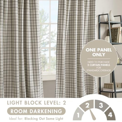 Madison Park Plaid Window Curtain Thermal Insulated, 1 Panel, 50x84 Black - color: Rod Pocket & Back Tab, Black, size: 50"W x 84"L (Pack of 1)