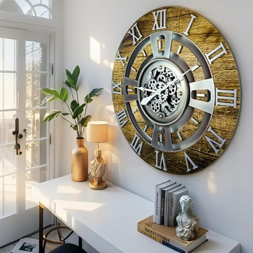 ImprovingLife The Gears Clock Real Moving Gear Wall Clock England Line (Gold Antique, 24 inches (60 cm)) - color: Gold Antique, size: 24 inches (60 cm)