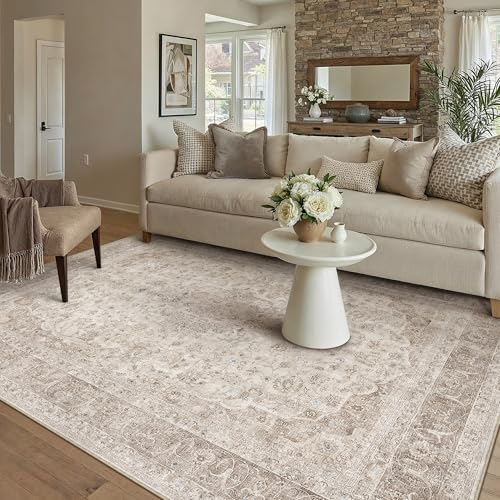 PureCozy 5x7 Area Rug Washable Beige Vintage Traditional Oriental - color: Antique | Beige, size: 5' x 7' (Rectangular)