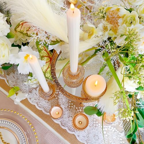 Glass Candlestick Holders, Taper Candle Holders, Set of 6, Gold - color: Gold, size: 6 PCS