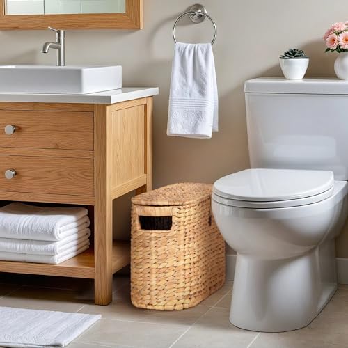 Toilet Papers Storage, Water Hyacinth Baskets with Lid, Water Hyacinth Toilets Paper Basket for Storage, Toilets Paper Holder Wicker Basket, Toilet Papers Organizer, Bathroom (1, Light Brown 2) - color: Light Brown 2