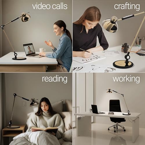OTUS Tall LED Architect Desk Lamp for Home Office, Gesture Control, Brass - color: Brass