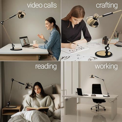 OTUS Tall LED Architect Desk Lamp for Home Office, Gesture Control, Brass - color: Brass