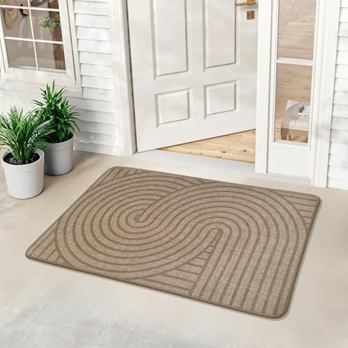 HDFK Geometric Front Door Mat Brown 35x24inches Non-Slip Low-Profile Indoor - color: Brown, size: 35"x24"