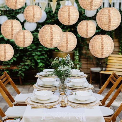 Hortsun 12 Pcs Print Burlap Paper Lanterns Classroom Decor,8/10/12 Inch - size: 8/10/12 Inch