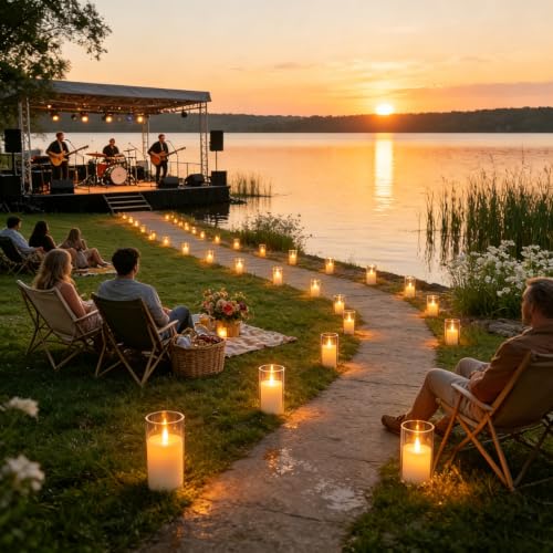 Flameless Candles with Remote, Set of 6 LED Pillar Candles (3" D x 4" 5" 6" H), Realistic Climbing Flame Battery Powered Candles for Home Wedding Christmas (Clear Shell Ivory) - color: White, size: 6 Pack