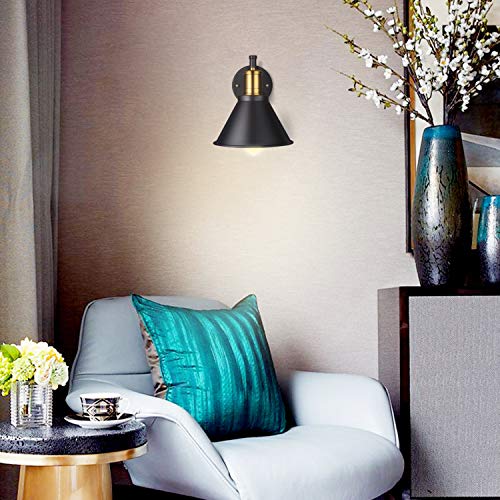 Swing Arm Wall Lamp Plug-in Cord Industrial Wall Sconce, Bronze and Black Finish,with On/Off Switch, E26 Base,1-Light Bedroom Wall Lights Fixtures,Bedside Reading Lamp - size: 1-Pack
