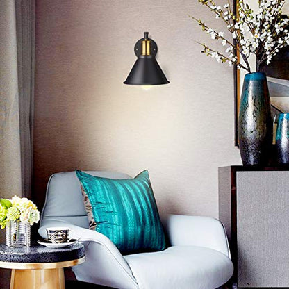 Swing Arm Wall Lamp Plug-in Cord Industrial Wall Sconce, Bronze and Black Finish,with On/Off Switch, E26 Base,1-Light Bedroom Wall Lights Fixtures,Bedside Reading Lamp - size: 1-Pack