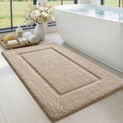 DEXI Bath Mat 43x24, Soft Absorbent Bathroom Rugs Non Slip, Beige - color: Beige, size: 43" X 24" (Rectangular)