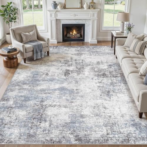 8X10 Area Rugs Washable Modern Abstract Non-Slip Large Rug for Living Room - color: Blue, size: 8' x 10' (Rectangular)