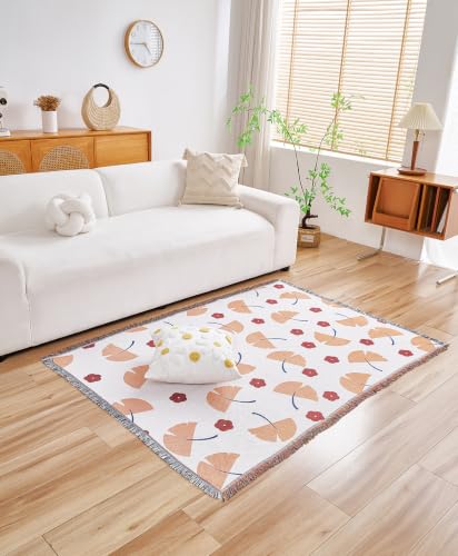Erke Boho Throw Blanket Cushion Cover Sheet Blanket Chair Recliner Cover Rug Hanging Tapestry Furniture Slipcover (Ginkgo Leaf, 50" X 70") - color: Ginkgo Leaf