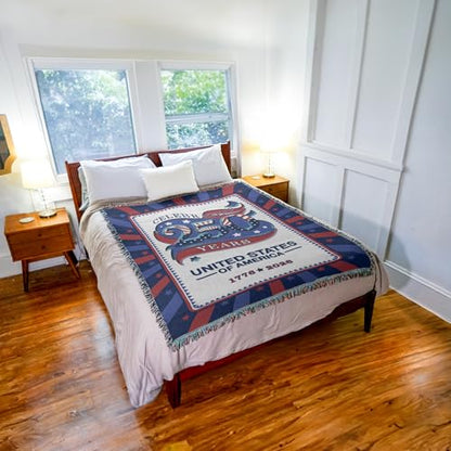 Pure Country Weavers America Celebrating 250 Blanket - Gift America 250th Anniversary Tapestry Throw Woven from Cotton - Made in The USA (72x54) - color: America Celebrating 250, size: 72x54