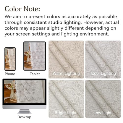 Sheer Boho Lace Curtains 84 Inches Long, Natural White, Set of 2 Panels - color: Natural White, size: 59"W x 84"L (Pack of 2)