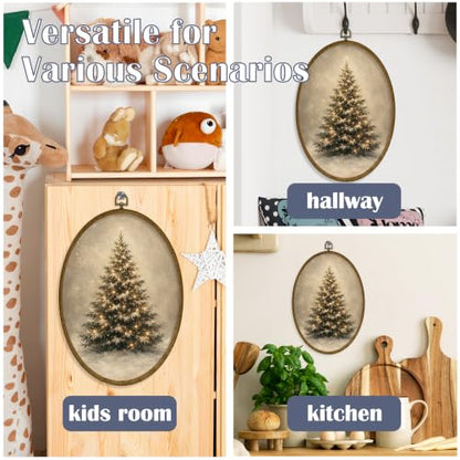 JMENGSSFL Warm Glowing Christmas Tree Oval Wall Art Holiday Decor 8.6x11.4 - color: Christmas-13