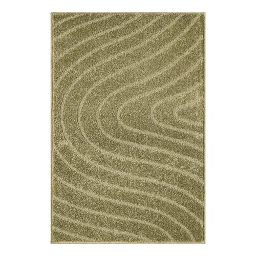 LUXE WEAVERS Modern Geometric Wave Area Rug Green 2x3 - color: Green, size: 2' x 3' (Rectangular)
