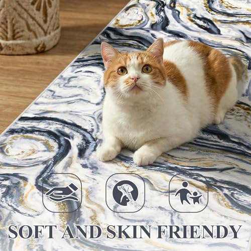 Yamaziot 2x6 Washable Modern Abstract Runner Rug Non-Slip for Hallways - color: Black, size: 2x6ft