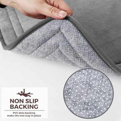 Grey Bathroom Rugs Memory Foam Bath Toilet Contour Mat Set 2 Piece - color: Grey, size: 20 in x 32 in and 20 in x 24 in