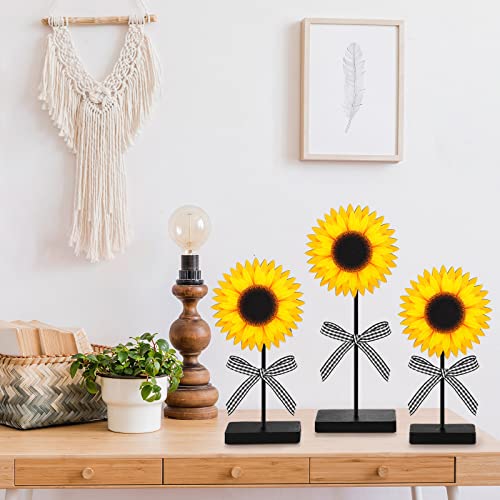 Geetery 3 Pcs Sunflower Wood Table Sign Rustic Tabletop Centerpiece