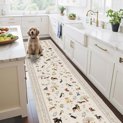 Beige Hallway Runner Rug 2x8 for Bedroom Kitchen - color: Beige Dog, size: 2' x 8' (Rectangular)