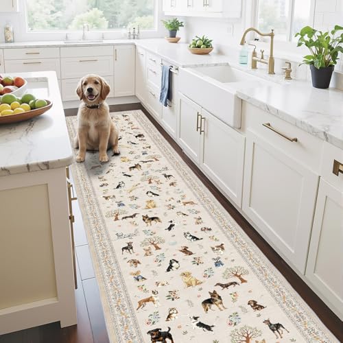 Beige Hallway Runner Rug 2x8 for Bedroom Kitchen - color: Beige Dog, size: 2' x 8' (Rectangular)