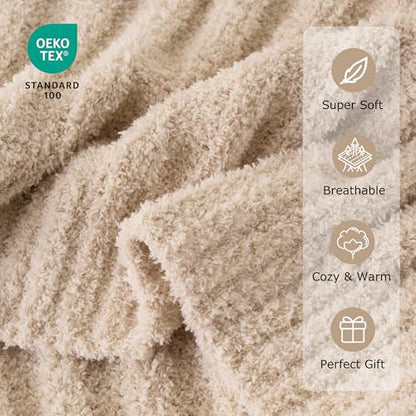 BATTILO Beige Throw Blanket for Couch, Soft Chenille Throw Blanket, 50"x60" - color: Beige, size: 50"x60"