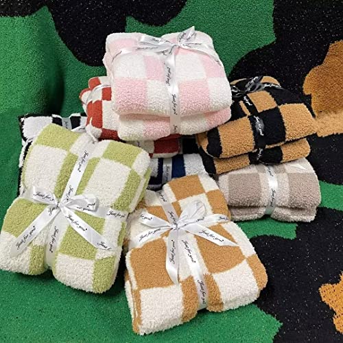 Ultra Soft Checkered Blanket Cozy Buffalo Check Throw Fluffy Knitted Reversible Throw Blanket Lightweight Fleece Checkerboard Grid Blanket for Sofa Couch Bed Travel, Classic Black, 51''x63'' - color: Classic Black