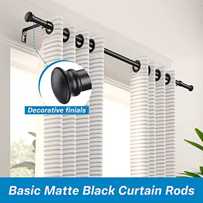 Black Curtain Rods, Small Curtain Rods for Windows 48 to 84 Inch, 5/8 Heavy Duty Matte Black Curtain Rod Set with Brackets, Adjustable Splicing Drapery Rod - color: Black, size: 48-84" (1pc)