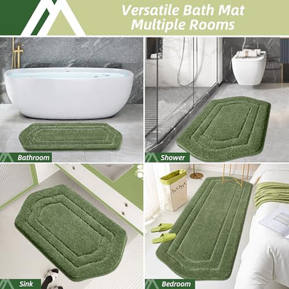 COSY HOMEER Plush Non-Slip Bath Mat, Green, 24" x 70" - color: Green, size: 24" x 70" (Oval)