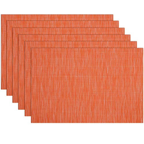 SHACOS Orange Fall Placemats Set of 6 Woven Vinyl Autumn Place Mats - color: Orange, size: Set of 6