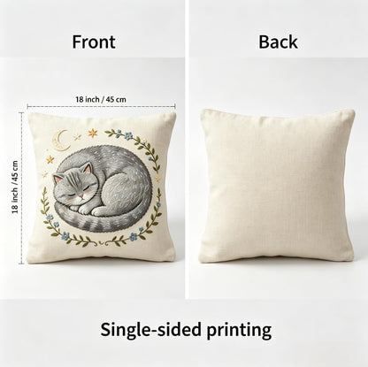 18x18 Inch Cute Cat Linen Throw Pillow Covers Set of 2 - color: A20016, size: 18" x 18" (Pack of 2)