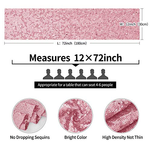 Pufogu 12 x 72 inches Light Pink Sequin Table Runner, 2 Packs - color: Light Pink