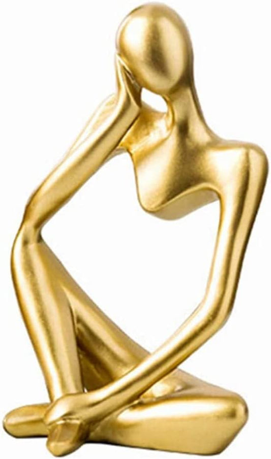 Creative Resin Thinker Minimal Abstract Art Sculpture Statue Figurines Home Office Bookshelf Desktop Decor (Gold, Left, Small) - color: Gold, size: Left, Small
