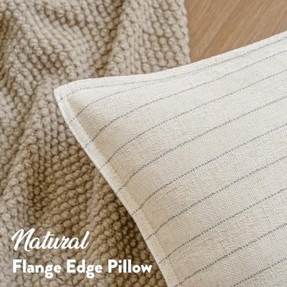MOROCO Linen Striped Throw Pillow Covers 18x18 Set of 2, Grey - color: Grey, size: 18" x 18" (Pack of 2)