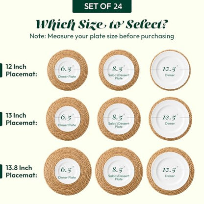 13" Round Woven Placemats Set of 24, Heat Resistant Plate Chargers - size: 13 Inch Set of 24