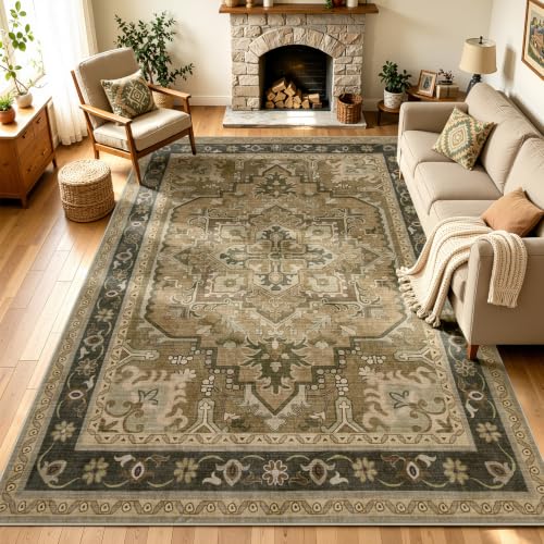Joydeco Large Area Rug for Living Room, Boho Washable Rug 6x9 for Bedroom - color: Beige&gray&brown, size: 6' x 9' (Rectangular)