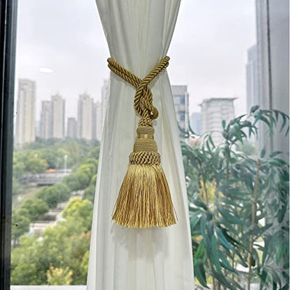 4 Pack Curtain Tie Backs Rope Tassels for Curtain Holdback - color: Gold, size: 4p